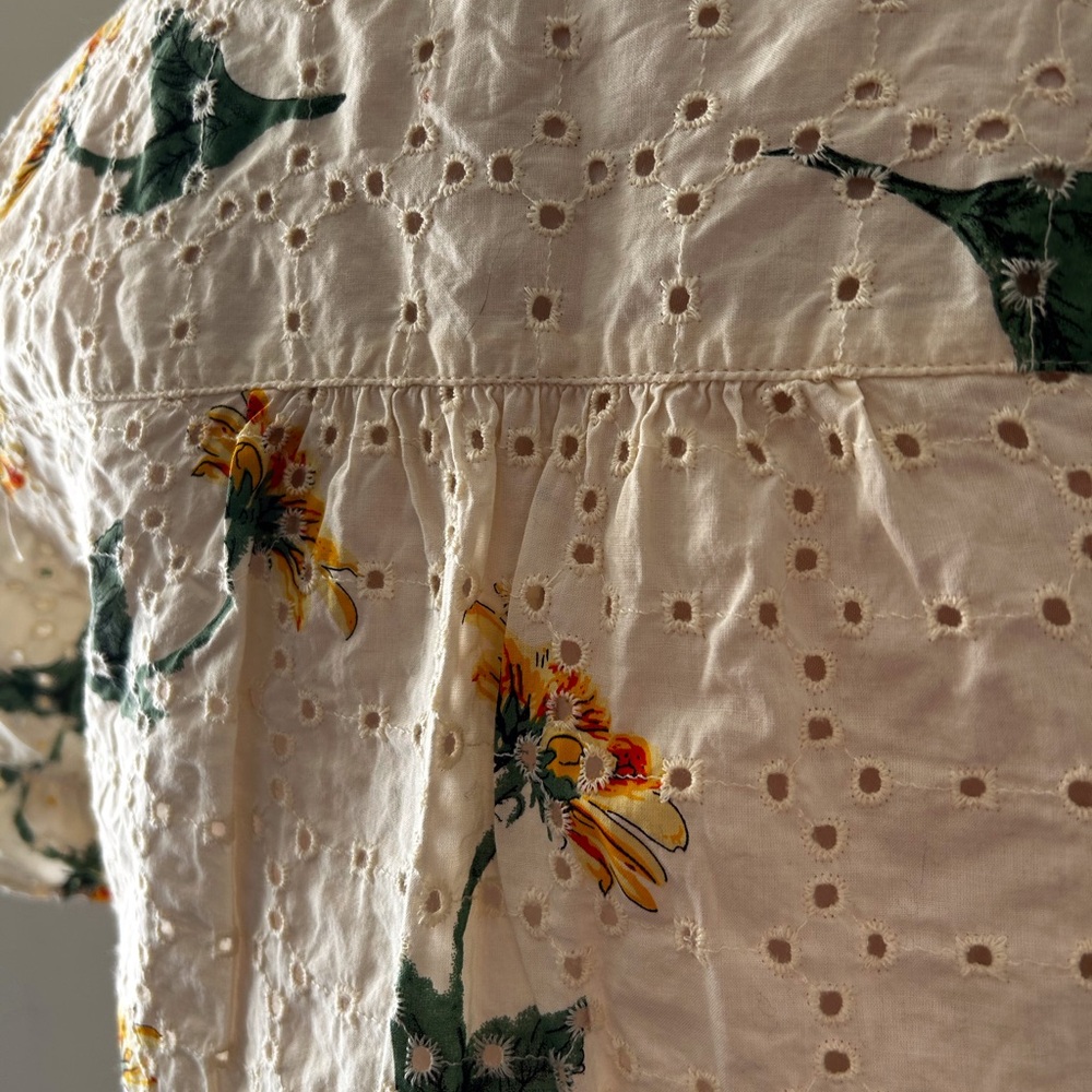 Madewell Ivory Eyelet Blouse with Sunflower Print - Picture 5 of 7